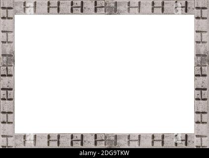 Blank Landscape Frame With Stone Carved Borders Stock Photo