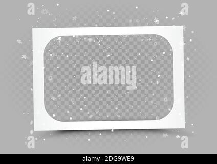 Christmas rectangle snapshot frame with snow Stock Vector