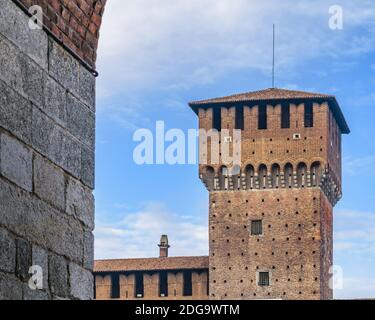 Castello Sforzesco Exterior, Milan, Italy Stock Photo