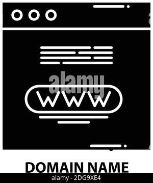 domain name icon, black vector sign with editable strokes, concept illustration Stock Vector