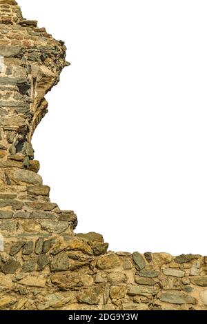 Antique Broken Stone Building Isolated Background Stock Photo