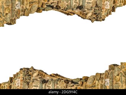 Blank Landscape Frame with Broken Brick Wall Edges Stock Photo