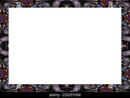 White Landscape Frame with Ornate Decorated Borders Stock Photo