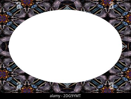 White Landscape Frame with Ornate Decorated Rounded Borders Stock Photo