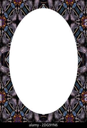 White Frame with Ornate Decorated Rounded Borders Stock Photo