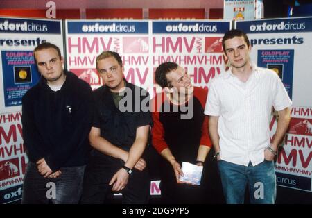 Coldplay at  HMV record store 10th July 2000,Oxford Street, London, England, United Kingdom. Stock Photo