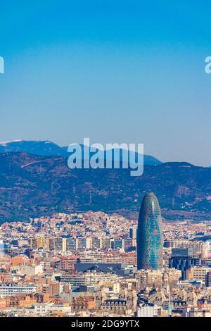 Aerial Panoramic View Of Downtown Barcelona City In Spain Stock Photo ...