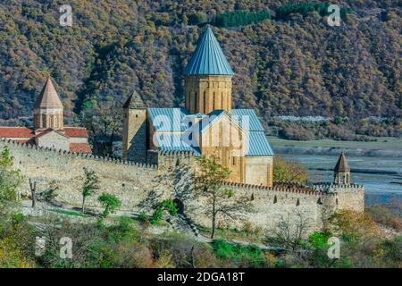 Ananuri castle and Church of the Mother of God on Aragvi River in Georgia Stock Photo