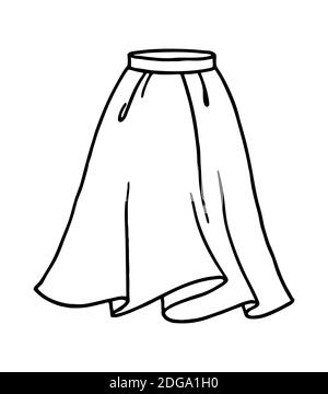 Hand drawn women skirt doodle isolated on white background Stock Vector