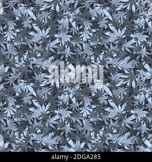 Seamless cannabis pattern with realistic leaves Stock Vector