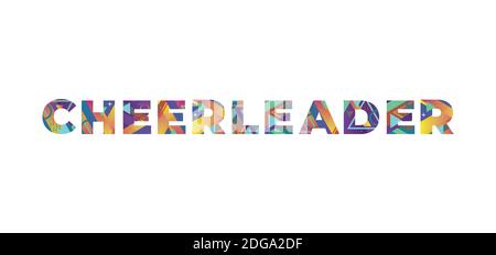The word CHEERLEADER concept written in colorful retro shapes and colors illustration. Stock Vector