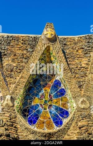 Guell Crypt Exterior, Catalunya, Spain Stock Photo