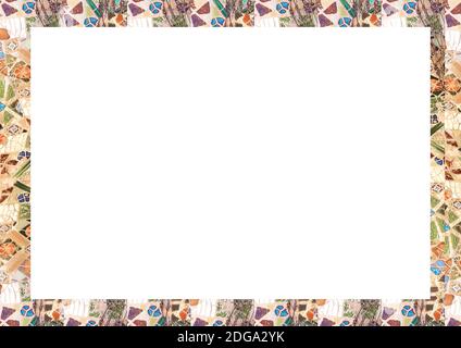 White Frame Background with Mosaic Rounded Edges Stock Photo