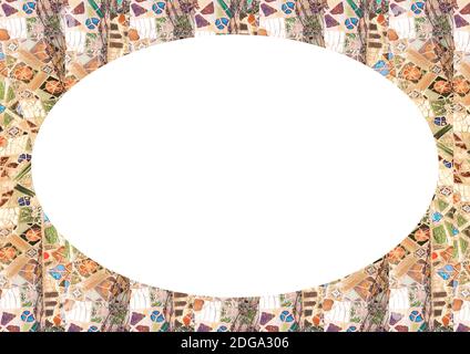 White Frame Background with Mosaic Rounded Edges Stock Photo
