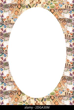 White Frame Background with Mosaic Rounded Edges Stock Photo