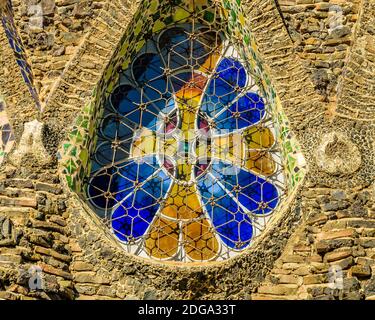 Guell Crypt Exterior, Catalunya, Spain Stock Photo