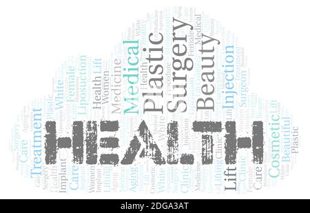 Health typography word cloud create with text only. Stock Photo