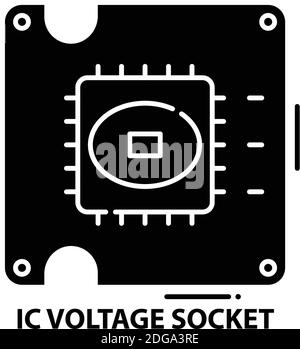 ic voltage socket icon, black vector sign with editable strokes, concept illustration Stock Vector