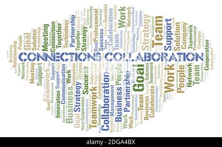 Connections Collaboration typography word cloud create with text only. Stock Photo