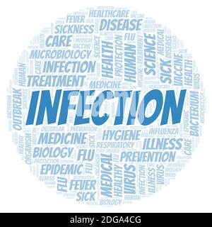 Infection typography word cloud create with text only. Stock Photo