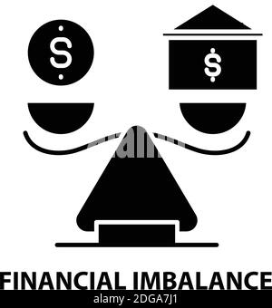 financial imbalance icon, black vector sign with editable strokes, concept illustration Stock Vector