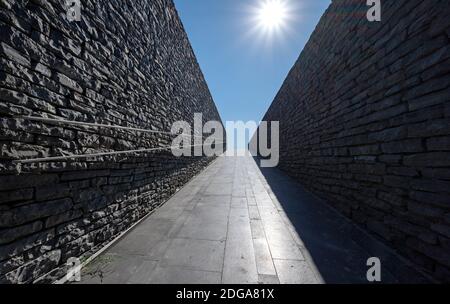 stone wall surface, Black brick wall texture, brick surface for background. Vintage wallpaper. Stock Photo