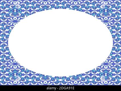 White Landscape Frame with Decorated Colored Round Borders Stock Photo