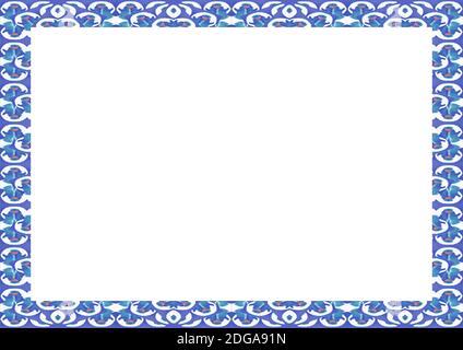 White Landscape Frame with Decorated Colored Borders Stock Photo