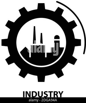 industry icon, black vector sign with editable strokes, concept illustration Stock Vector