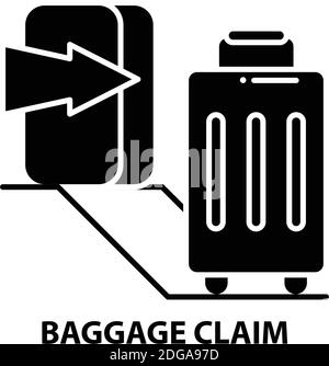 baggage claim icon, black vector sign with editable strokes, concept illustration Stock Vector