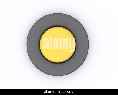 Round yellow button isolated on white background. 3D icon Stock Photo