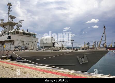 the military warship in the harbor Stock Photo - Alamy