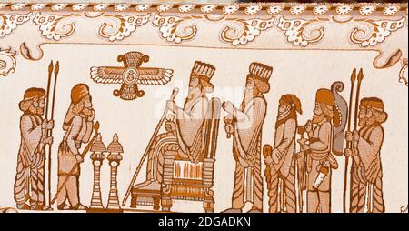 In iran antique carpet   textile Stock Photo
