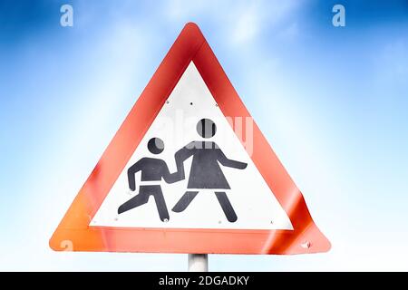 Crosswalk sign  simbol isolated  in the sky Stock Photo