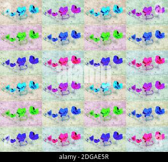 Bright Pop Art Floral Collage Pattern Stock Photo