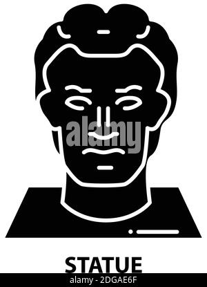 statue icon, black vector sign with editable strokes, concept illustration Stock Vector