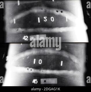 X-ray of a welded seam of the pipeline Stock Photo