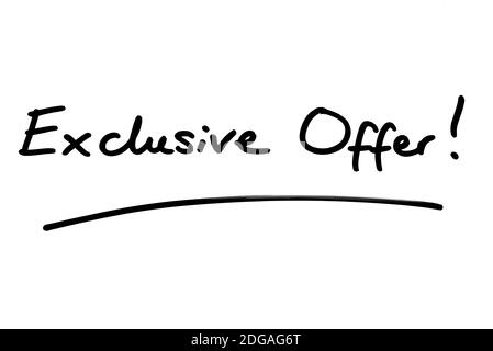 Exclusive Deals! handwritten on a white background Stock Photo - Alamy