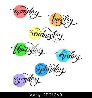 Lettering In Spanish Days Of The Week Monday Tuesday Wednesday Thursday  Friday Saturday Sunday Handwritten Words For Calendar Weekly Plan Organizer  Stock Illustration - Download Image Now - iStock