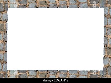 White Landscape Frame With Stone Wall Edgeds Stock Photo