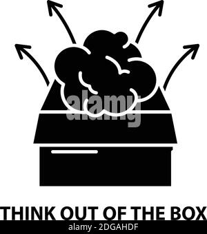 think out of the box icon, black vector sign with editable strokes, concept illustration Stock Vector