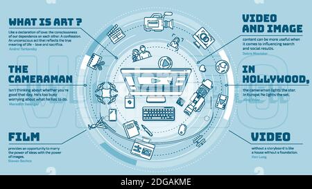 Advertising illustration for videographers with text blocks on this topic. Stock Vector