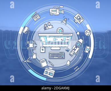 Videographer - detailed illustration for an advertising poster. Stock Vector