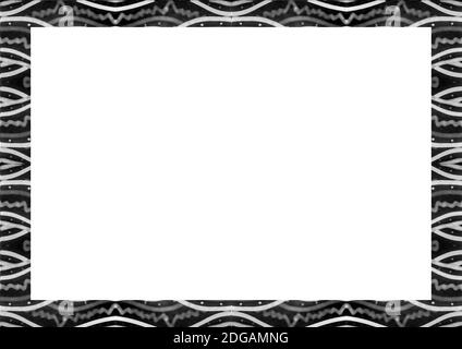 White Landscape Frame with Tribal Patterned  Edges Stock Photo
