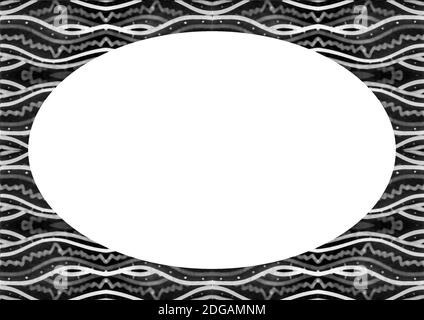 White Landscape Frame with Tribal Patterned Rounded Edges Stock Photo