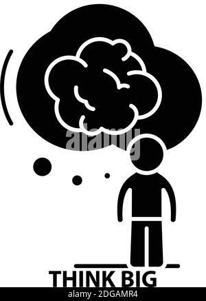 think big icon, black vector sign with editable strokes, concept illustration Stock Vector