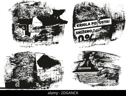 Ripped & Torn Paper Background Grunge Punk Style High Detail Abstract Vector Background Set Stock Vector