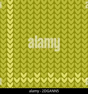 Knitted seamless pattern in green color. Stock Vector