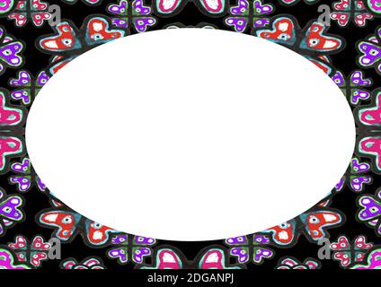 White Landscape Frame Background with Decorated Rounded Edges Stock Photo