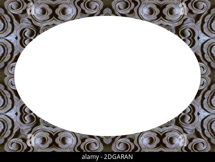 White Landscape Frame with Decorated Wooden Rounded Edges Stock Photo